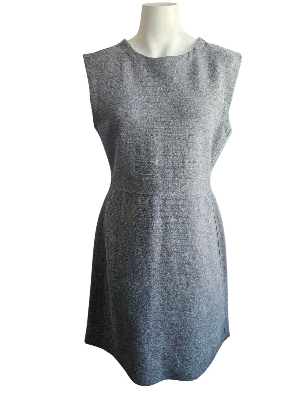 Tory Burch Smokey Gray Ribbed Cotton Crewneck Dress Women's‎ Lg NWT Minimalist